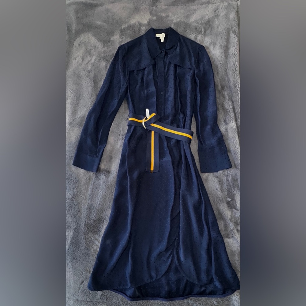 Sandro Paris long sleeve belted slit dress size 40